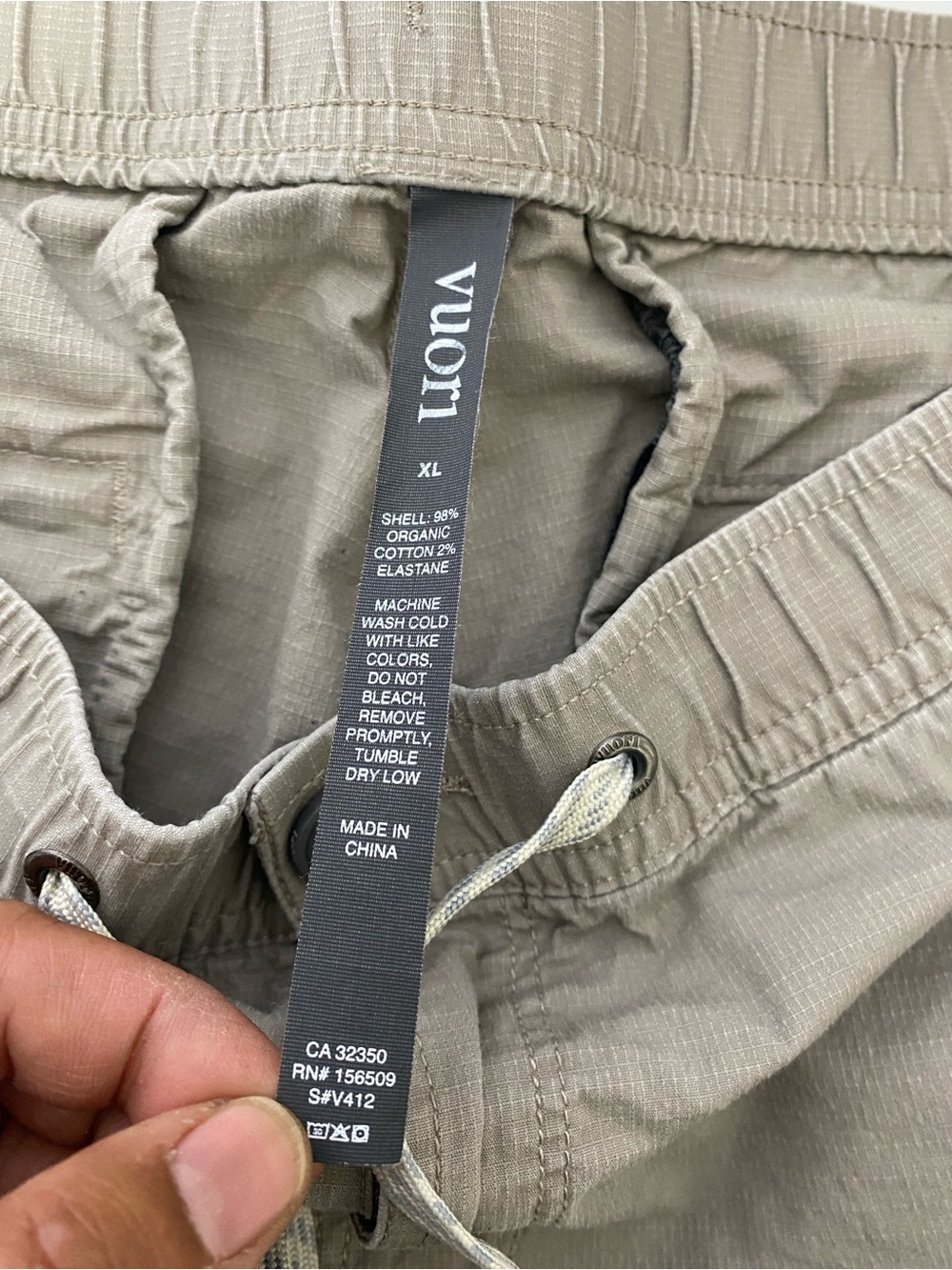 Vuori V412 Ripstop Pants Mens Size XL Drawstring Pockets Hiking Climbing Tan - Picture 5 of 10
